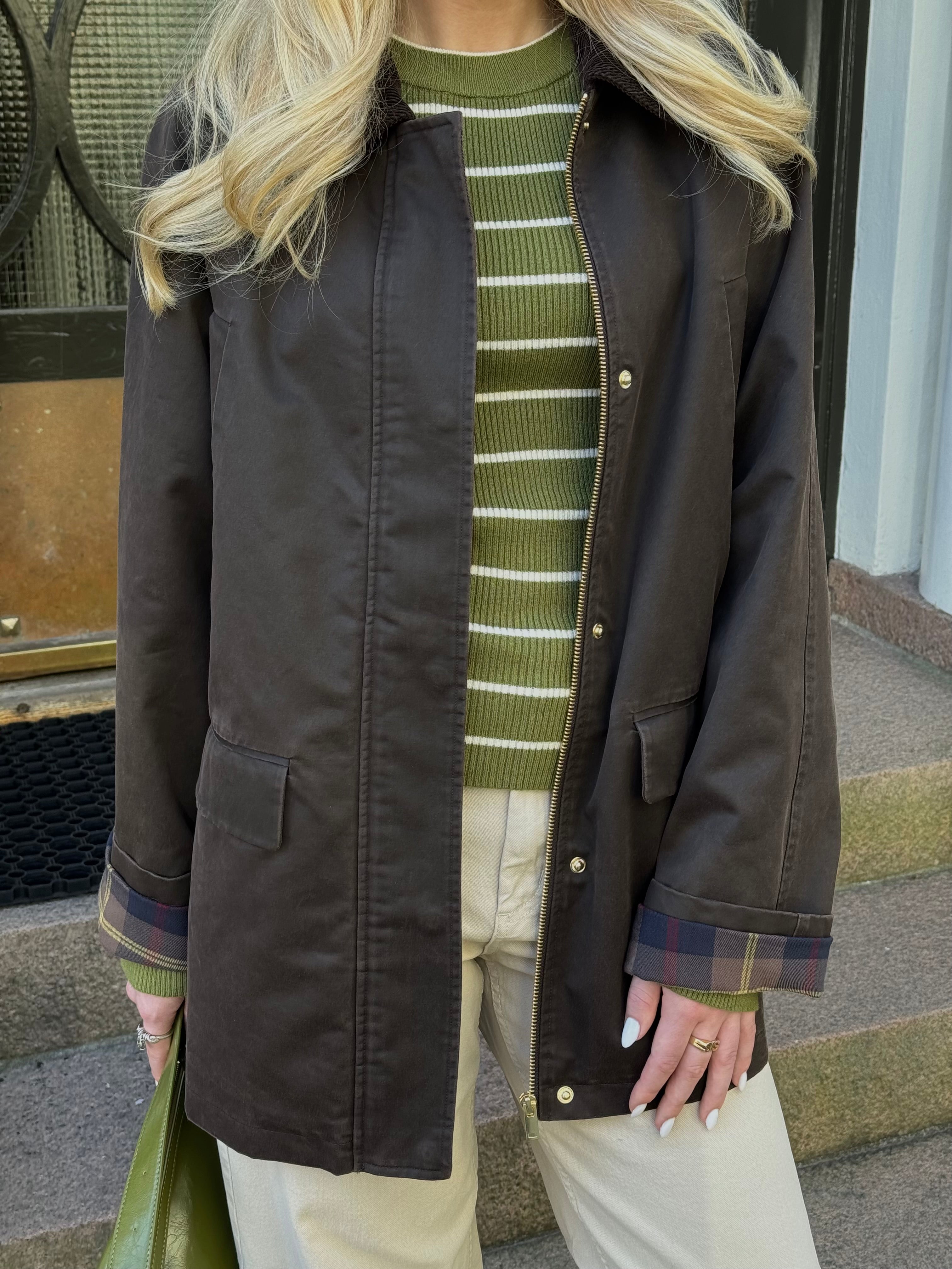 AWRILEY WAX JACKET - Chocolate Brown